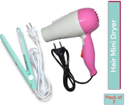 NPJ Creations PACK OF 2 COMBO NV1290 HAIR DRYER 1000W AND MINI STRAIGHTENER Hair Dryer