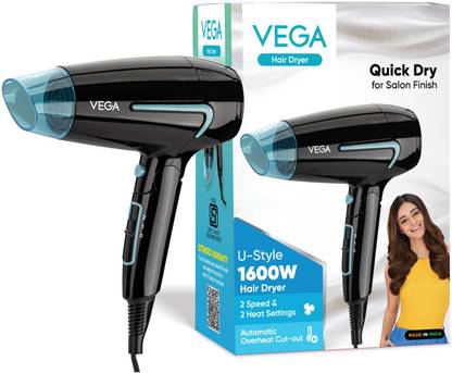 VEGA U-Style 1600 Foldable Hair Dryer For Men & Women With Cool Shot Button(VHDH-24) Hair Dryer