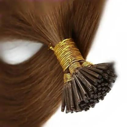 SHIVA I-Tip BROWN 24 INCH Straight Extensions 100 Strands Hair Extension