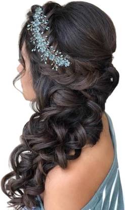 AKSFORU Women Attractive Artificial Golden and Pearl Wedding Hair Extension