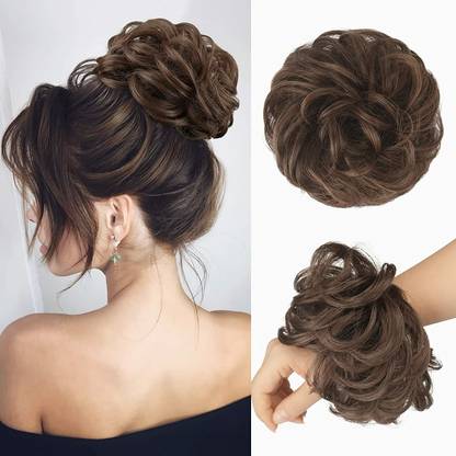 Unique Creations Messy Bun Scrunchie Extension Dark Brown  Piece for Women Girls-1 pc Hair Extension