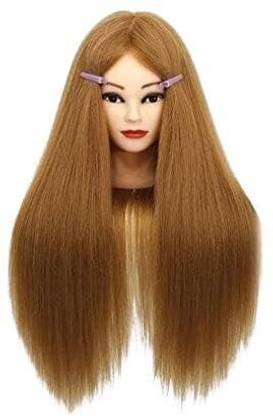 TRESS Synthetic  Dummy for Styling/Cutting, Blonde Colour, with (Free Clamp Stand) Hair Extension