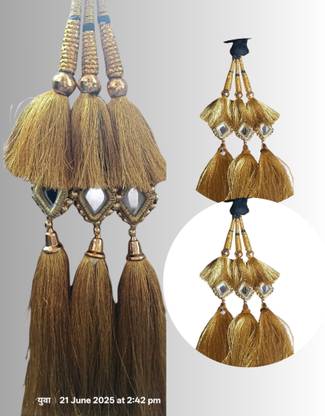 Sunduseva Punjabi Paranda with Golden Tassels – Perfect for Weddings and Festivals Hair Extension