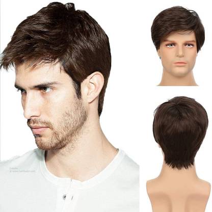 Hymaa Men/Boys Full Head Natural  Short Wig Hair Extension