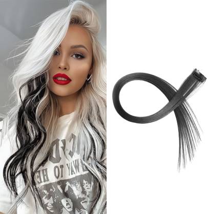 Views 2Pc Fake  Streak Colored Extension Highlighter (Black) Hair Extension