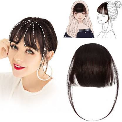 COSMIC Black soft silky clip on frenchies bangs Hair Extension