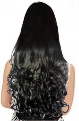 डी- डिवाइन Natural Feel Soft Synthetic Black Wavy हेयर एक्सटेंशन