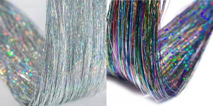 Hymaa 47 Inch Tinsel|Glitter|Highlight  Extensions For Women/Girls Braid (Combo) Hair Extension