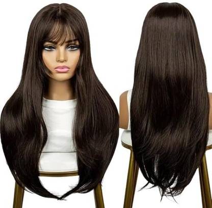 VIVIAN Women’s Silky Long Straight Brown Wig Hair Extension