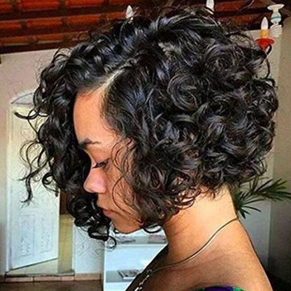 BNF Women Short Curly  Afro Synthetic Heat Resist Cosplay Costume Wigs 32Cm Hair Extension