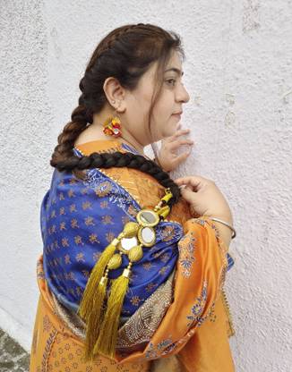 NEAAMA HAIR AND BEYOND GOLDEN PUNJABI PARANDA WITH MIRROR BRAID HAIR EXTENSIONS FOR WOMEN OF ALL AGES Hair Extension