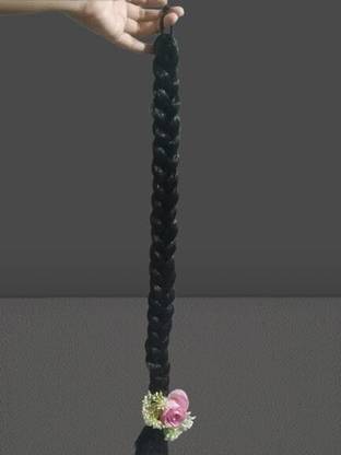 ANGELPRODUCTS SYNTHETIC HAIR BRAID WITH ATTACHBLE PIMK FLOWER CLIP Hair Extension