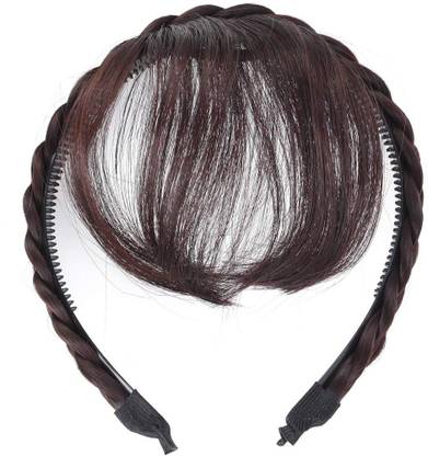 VIVIAN Front  Bangs Fringe  Extension Synthetic Headband for Women (Dark Brown) Hair Extension