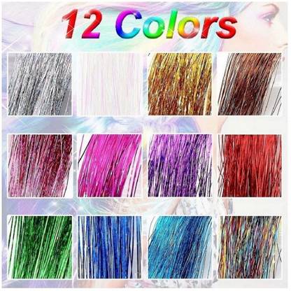 A H S Tinsel Kit Strands With Tool, Glitter Shiny Tinsel for Women Girls Set /of 1 Hair Extension