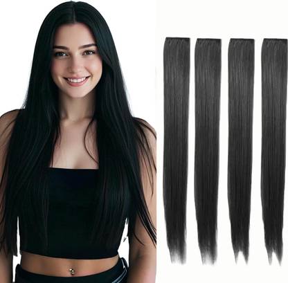 SS clipextension 4 single clip hair extension for women easy to wear black Hair Extension