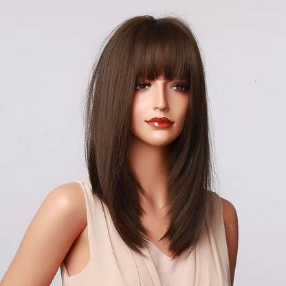Alizz Stylish wig medium length heat resistant laser cut a5a Hair Extension