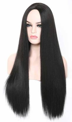 ASG 27 Inch Long Natural Looking Synthetic Fibre Middle Partition Full Head  Wig Hair Extension
