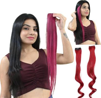 oriental Clip in extensions (pink streaks) Hair Extension