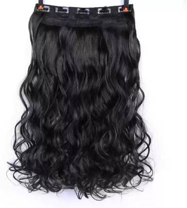 MoonEyes Women's Natural Black 5 Clip in Wavy/Curly  (Pack of 1) Hair Extension