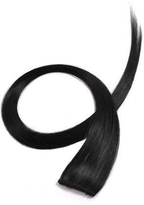 GROWTH Single Clip 100%  Extensions/Streak For Women&Girls, (Black Color) Pack Of 1 Hair Extension