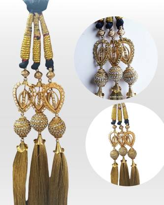 Sunduseva Stylish Golden Parandi  Accessory for Bridal & Festive Look Hair Extension