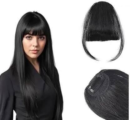 El Cabell Single Clip in Bangs for Women, Clip in Natural Air Bangs Fringe Black Hair Extension