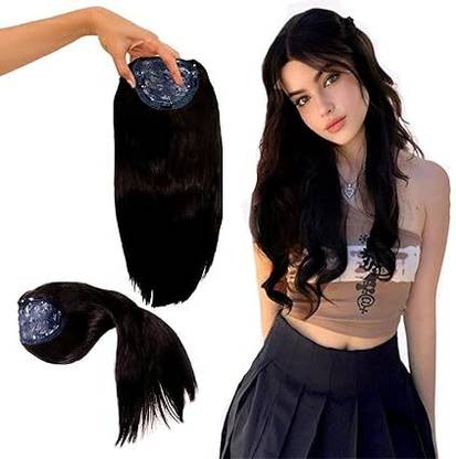 Pinaka  Topper Front and Scalp Covering  Extensions 3 Clip Black Hair Extension