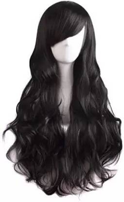 Hymaa Full Head Black Straight With Middle Part 18" Medium Long  Wig For Women Hair Extension