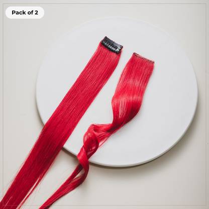 hair originals 100% Human hair Color Streaks For Kids- Rosy Red, 10 Inches, Pack of 2 Hair Extension