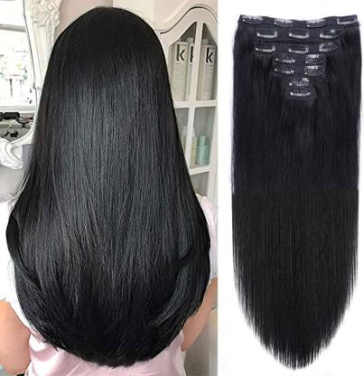 Pinaka 18" Clip in Synthetic  Extensions Full Head 7 Pieces 16 Clips Jet Black Hair Extension