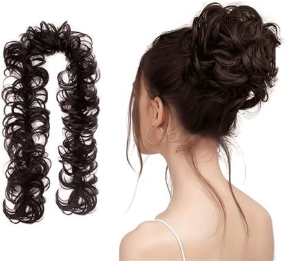 Views Brown Messy Frill Hair Extensions For Ponytail (Pack of 1) Bun