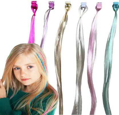 Shihen  Extensions for Girl, Braided  Styling Tools Rainbow  Tinsel- 12 pc Hair Extension