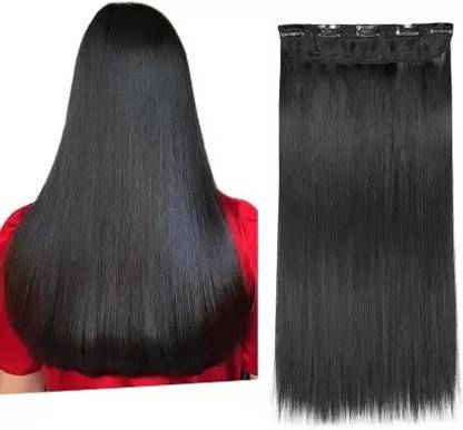 D-DIVINE Pemium Quality 5 Clips Based Extension For Women (Black ,24 Inche) Hair Extension