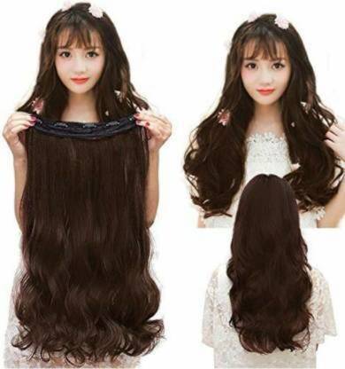 PEMA Clip in wavy natural brown Hair Extension
