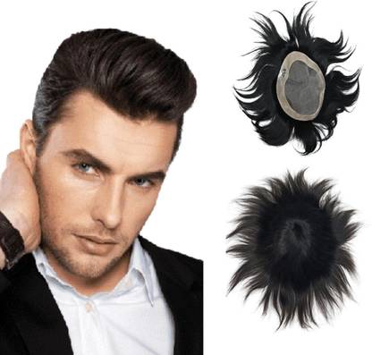 LeModish Model 1, Patch 100% Remy Human  Wig-PU Border Durable Topper (9x6, Black) Hair Extension