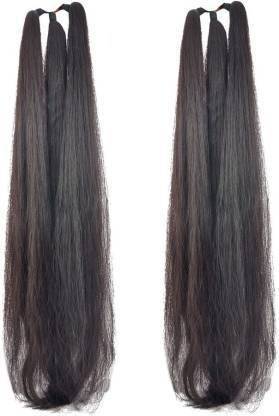 D-DIVINE Women's Thick Nylon False Extension, 26 inch (Black) Pack of OF 2  Extension Hair Extension