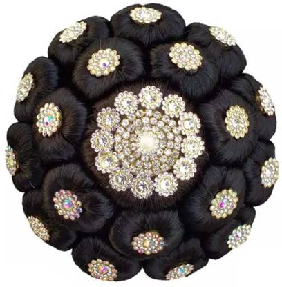 Deepak trading Artificial Juda bun Accessories With Stone Work Hair Extension Bun Black Bun
