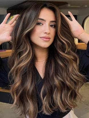 tressed up hair highlight center partition long curly Hair Extension