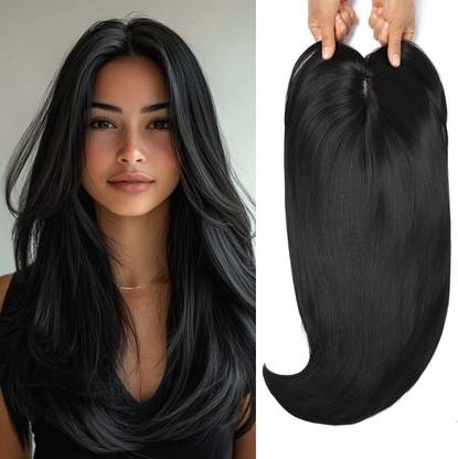 Lebene 18inch Straight  Topper for Women 6.5"x6.5" large Base 3Clip Synthetic  Hair Extension