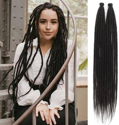DreamExim 24 Inch Synthetic Dreadlock Extensions Dark Brown Dreads Extensions 10 Strands Hair Extension