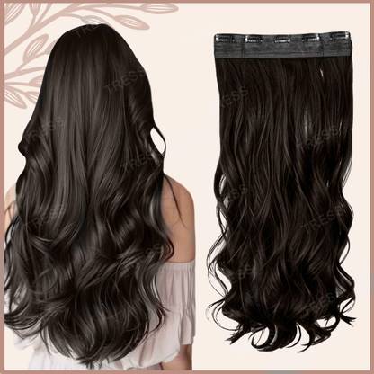 TRESS Quality 5 Clip Stylish Best Quality Brown Wavy  Extension Hair Extension