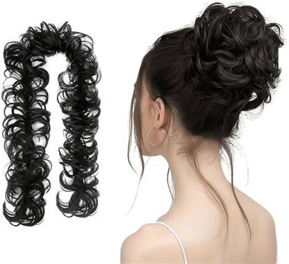 Views Black Synthetic frill Funky messy party hair Bun