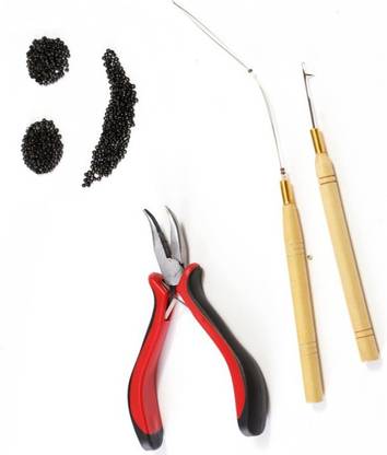 DreamExim 4pc Kit for 100pc Nano Ring & Feather Extensions: Pliers, Needle & Loop Threader Hair Extension