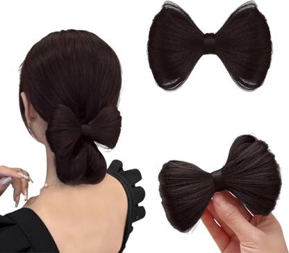 Views Stylish Hair Bow with Hair Clip Hair Accessories Synthetic hair Bow (Brown) Bun Clip