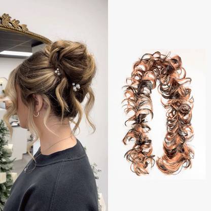Pinaka Highlight Synthetic frill Funky messy party hair bride bun Bun