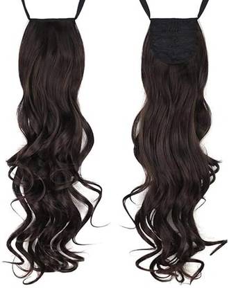 Hymaa Long Curly, Wavy Drawstring Ponytail 24 Inch (Black) Hair Extension