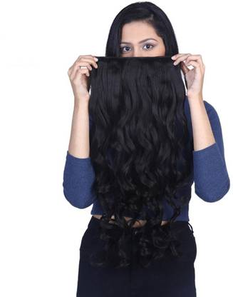 A H S Carly Style Extension Long Black 24-26 Inch For Woman And Girls To Increase Instant Length And Volume Normal Density Clip  Extension Hair Extension