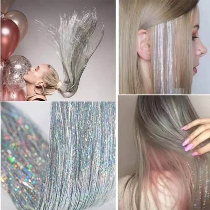 Hymaa 47 Inches Tinsel/Glitter/Highlight  Extension For Women & Girl Hair Extension