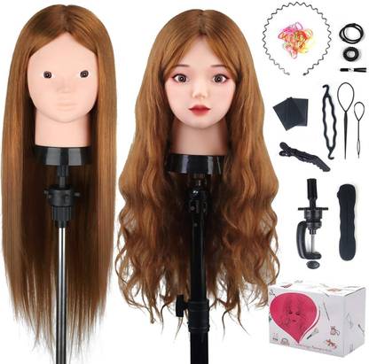 Rawal 80% Real Human  PRACTICE DUMMY HAIR AND MAKE UP Hair Extension