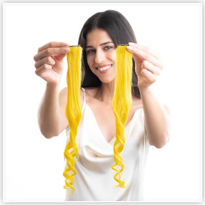 hair originals 100% Original Human Colour Streak  Extensions (Yellow, 16 Inches) Hair Extension